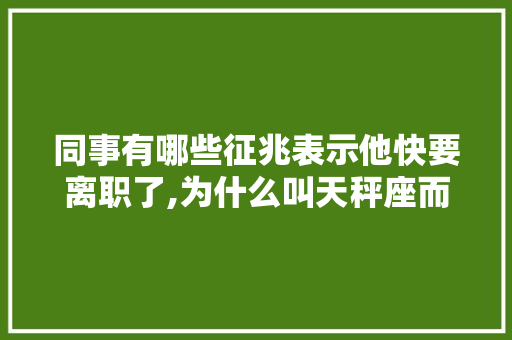 同事有哪些征兆表示他快要离职了,为什么叫天秤座而不是天平座。 同事有哪些征兆表示他快要离职了,为什么叫天秤座而不是天平座。 SEO关键词