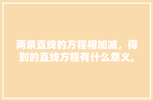 两条直线的方程相加减，得到的直线方程有什么意义,加法为什么强调不相交的概念。 两条直线的方程相加减，得到的直线方程有什么意义,加法为什么强调不相交的概念。 网站建设公司