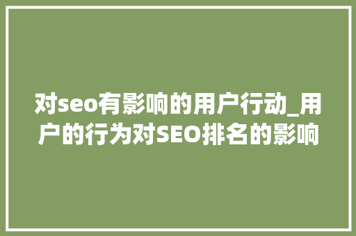 对seo有影响的用户行动_用户的行为对SEO排名的影响 对seo有影响的用户行动_用户的行为对SEO排名的影响 网站建设公司