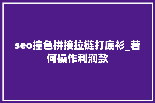 seo撞色拼接拉链打底衫_若何操作利润款 seo撞色拼接拉链打底衫_若何操作利润款 网站建设公司