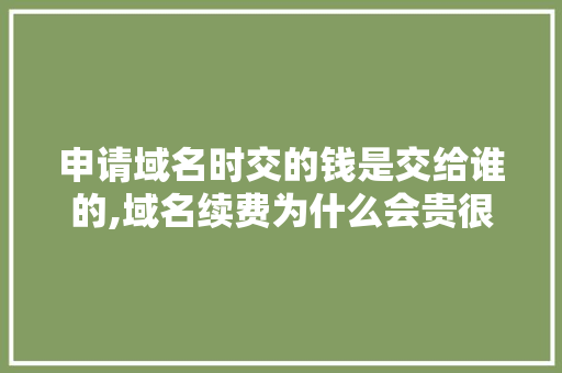 申请域名时交的钱是交给谁的,域名续费为什么会贵很多。 申请域名时交的钱是交给谁的,域名续费为什么会贵很多。 搜狗SEO