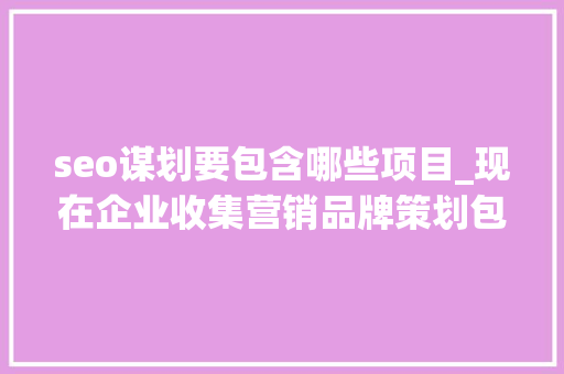 seo谋划要包含哪些项目_现在企业收集营销品牌策划包括什么项目 seo谋划要包含哪些项目_现在企业收集营销品牌策划包括什么项目 网站建设公司