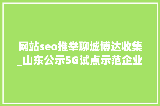 网站seo推举聊城博达收集_山东公示5G试点示范企业及项目名单 网站seo推举聊城博达收集_山东公示5G试点示范企业及项目名单 SEO关键词
