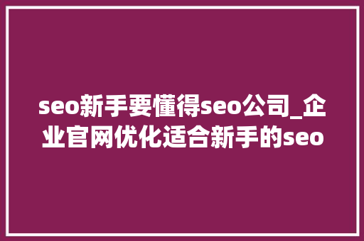 seo新手要懂得seo公司_企业官网优化适合新手的seo入门教程介绍 seo新手要懂得seo公司_企业官网优化适合新手的seo入门教程介绍 搜狗SEO