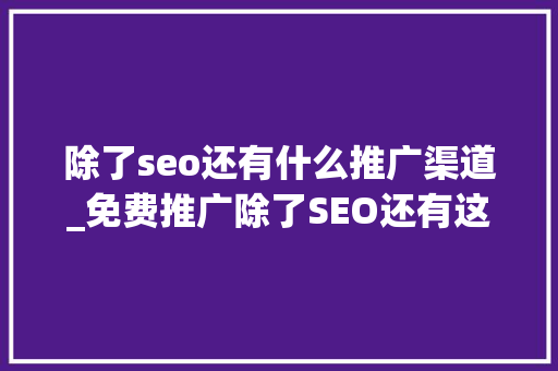 除了seo还有什么推广渠道_免费推广除了SEO还有这几个渠道效果更好 除了seo还有什么推广渠道_免费推广除了SEO还有这几个渠道效果更好 网站建设公司