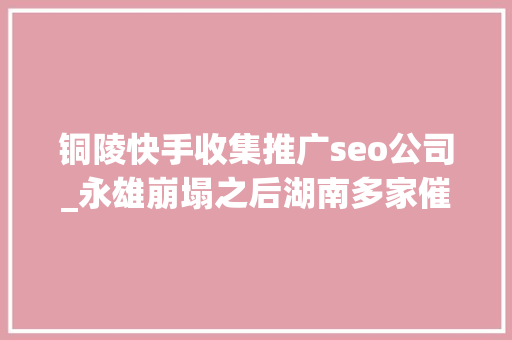 铜陵快手收集推广seo公司_永雄崩塌之后湖南多家催收企业被定性为恶势力集团催动行业转型