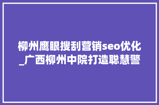 柳州鹰眼搜刮营销seo优化_广西柳州中院打造聪慧警务最强大脑 柳州鹰眼搜刮营销seo优化_广西柳州中院打造聪慧警务最强大脑 SEO关键词