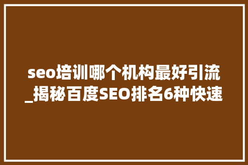 seo培训哪个机构最好引流_揭秘百度SEO排名6种快速引流方法 seo培训哪个机构最好引流_揭秘百度SEO排名6种快速引流方法 百度SEO