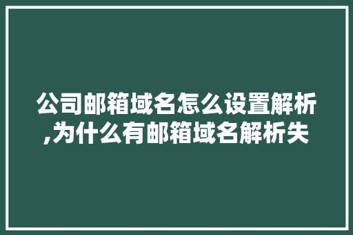 公司邮箱域名怎么设置解析,为什么有邮箱域名解析失败呢。 公司邮箱域名怎么设置解析,为什么有邮箱域名解析失败呢。 SEO关键词