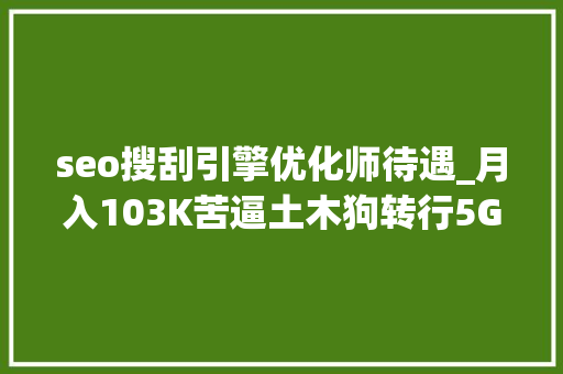 seo搜刮引擎优化师待遇_月入103K苦逼土木狗转行5G网路优化工程师 seo搜刮引擎优化师待遇_月入103K苦逼土木狗转行5G网路优化工程师 百度SEO