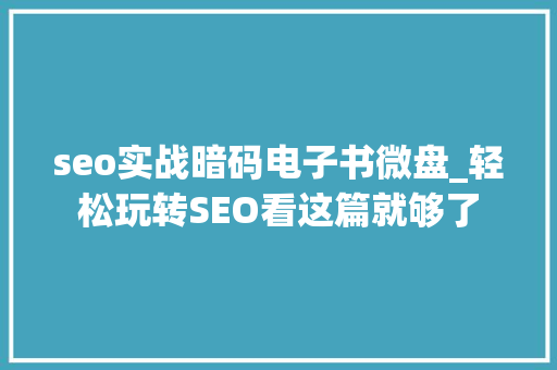 seo实战暗码电子书微盘_轻松玩转SEO看这篇就够了 seo实战暗码电子书微盘_轻松玩转SEO看这篇就够了 SEO关键词