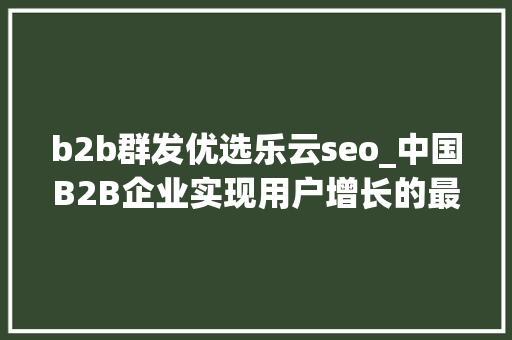 b2b群发优选乐云seo_中国B2B企业实现用户增长的最终谜底 b2b群发优选乐云seo_中国B2B企业实现用户增长的最终谜底 搜狗SEO