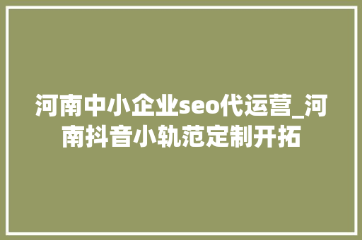 河南中小企业seo代运营_河南抖音小轨范定制开拓 河南中小企业seo代运营_河南抖音小轨范定制开拓 百度SEO