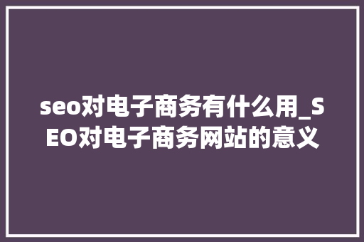seo对电子商务有什么用_SEO对电子商务网站的意义与影响  SEO技能 seo对电子商务有什么用_SEO对电子商务网站的意义与影响  SEO技能 网站建设公司