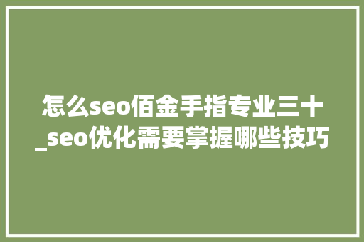 怎么seo佰金手指专业三十_seo优化需要掌握哪些技巧 怎么seo佰金手指专业三十_seo优化需要掌握哪些技巧 必应SEO