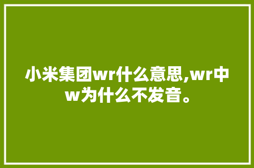 小米集团wr什么意思,wr中w为什么不发音。 小米集团wr什么意思,wr中w为什么不发音。 百度SEO
