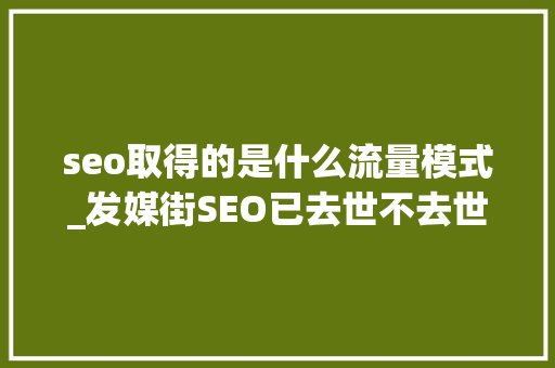 seo取得的是什么流量模式_发媒街SEO已去世不去世的是曾经那条路 seo取得的是什么流量模式_发媒街SEO已去世不去世的是曾经那条路 SEO关键词