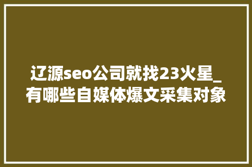 辽源seo公司就找23火星_有哪些自媒体爆文采集对象治理自媒体对象有哪些 辽源seo公司就找23火星_有哪些自媒体爆文采集对象治理自媒体对象有哪些 SEO关键词