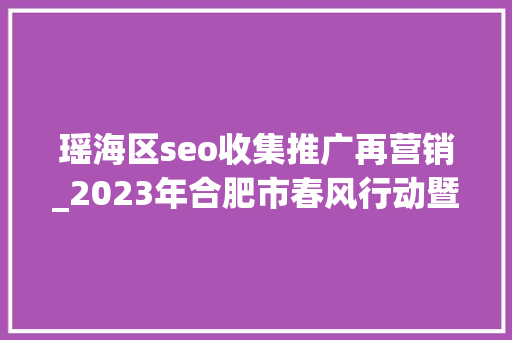 瑶海区seo收集推广再营销_2023年合肥市春风行动暨就业增援月线上招聘会第四期 瑶海区seo收集推广再营销_2023年合肥市春风行动暨就业增援月线上招聘会第四期 必应SEO