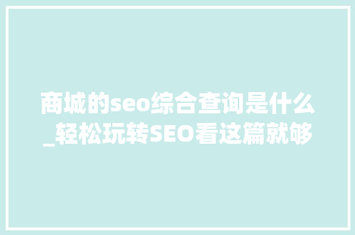 商城的seo综合查询是什么_轻松玩转SEO看这篇就够了 商城的seo综合查询是什么_轻松玩转SEO看这篇就够了 网站建设公司
