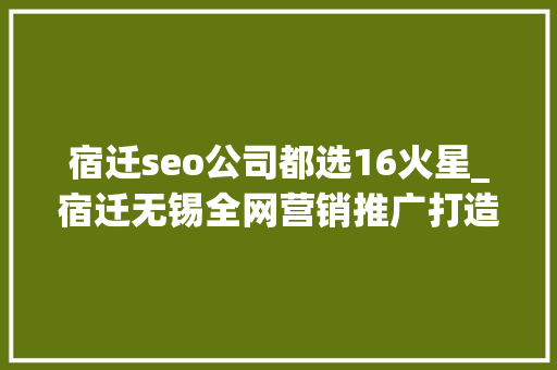 宿迁seo公司都选16火星_宿迁无锡全网营销推广打造卓越品牌影响力 宿迁seo公司都选16火星_宿迁无锡全网营销推广打造卓越品牌影响力 神马SEO