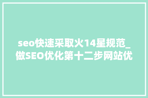 seo快速采取火14星规范_做SEO优化第十二步网站优化推广筹划 seo快速采取火14星规范_做SEO优化第十二步网站优化推广筹划 必应SEO