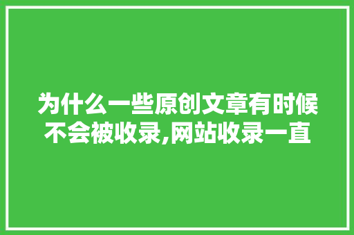 为什么一些原创文章有时候不会被收录,网站收录一直在掉。 为什么一些原创文章有时候不会被收录,网站收录一直在掉。 SEO关键词