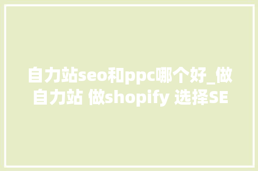 自力站seo和ppc哪个好_做自力站 做shopify 选择SEO 照样PPC 自力站seo和ppc哪个好_做自力站 做shopify 选择SEO 照样PPC 网站建设公司