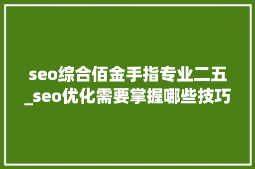 seo综合佰金手指专业二五_seo优化需要掌握哪些技巧 seo综合佰金手指专业二五_seo优化需要掌握哪些技巧 SEO关键词