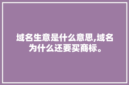 域名生意是什么意思,域名为什么还要买商标。 域名生意是什么意思,域名为什么还要买商标。 网站建设公司