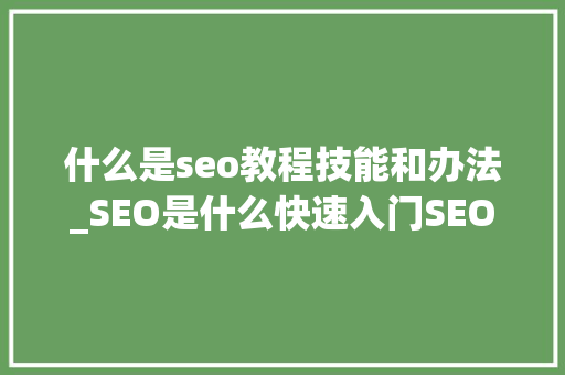 什么是seo教程技能和办法_SEO是什么快速入门SEO优化技巧大年夜揭秘 什么是seo教程技能和办法_SEO是什么快速入门SEO优化技巧大年夜揭秘 神马SEO