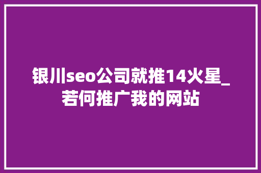 银川seo公司就推14火星_若何推广我的网站 银川seo公司就推14火星_若何推广我的网站 必应SEO
