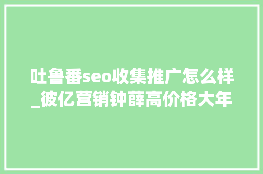 吐鲁番seo收集推广怎么样_彼亿营销钟薛高价格大年夜跳水网红营销行不通了吗