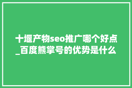 十堰产物seo推广哪个好点_百度熊掌号的优势是什么与年夜众号有什么差异 十堰产物seo推广哪个好点_百度熊掌号的优势是什么与年夜众号有什么差异 神马SEO