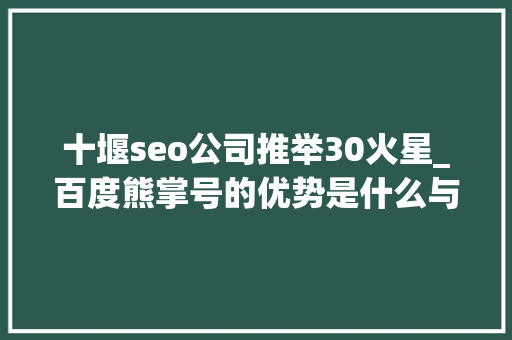 十堰seo公司推举30火星_百度熊掌号的优势是什么与年夜众号有什么差异 十堰seo公司推举30火星_百度熊掌号的优势是什么与年夜众号有什么差异 百度SEO
