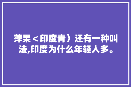 萍果＜印度青〉还有一种叫法,印度为什么年轻人多。 萍果＜印度青〉还有一种叫法,印度为什么年轻人多。 网站建设公司