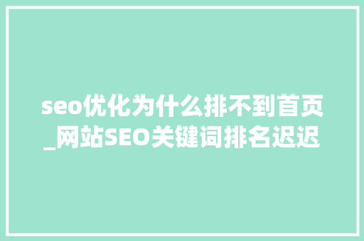 seo优化为什么排不到首页_网站SEO关键词排名迟迟上不了首页的原因是什么 seo优化为什么排不到首页_网站SEO关键词排名迟迟上不了首页的原因是什么 神马SEO