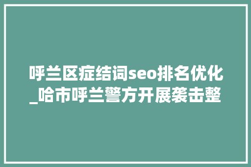 呼兰区症结词seo排名优化_哈市呼兰警方开展袭击整治收集谣言研讨活动