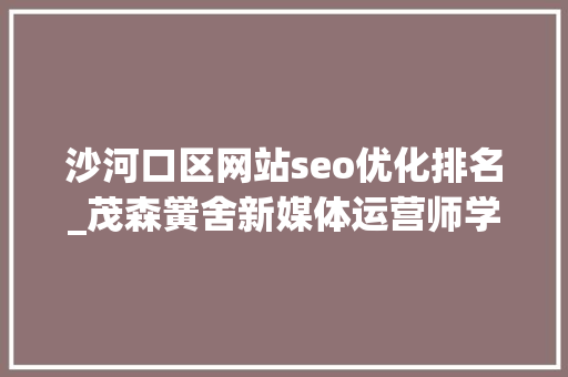 沙河口区网站seo优化排名_茂森黉舍新媒体运营师学徒班招生啦 网站建设公司