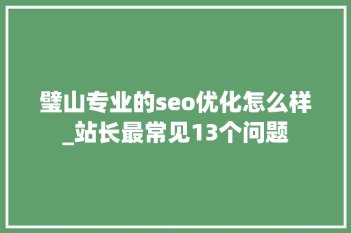 璧山专业的seo优化怎么样_站长最常见13个问题 璧山专业的seo优化怎么样_站长最常见13个问题 网站建设公司