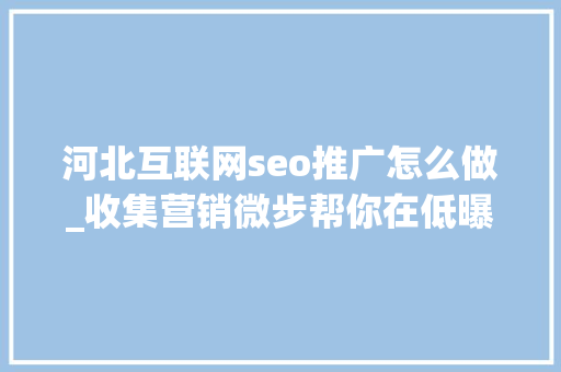 河北互联网seo推广怎么做_收集营销微步帮你在低曝光量的情况下提高转化量 河北互联网seo推广怎么做_收集营销微步帮你在低曝光量的情况下提高转化量 网站建设公司