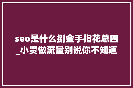 seo是什么捌金手指花总四_小贤做流量别说你不知道SEO是个什么器械 seo是什么捌金手指花总四_小贤做流量别说你不知道SEO是个什么器械 必应SEO