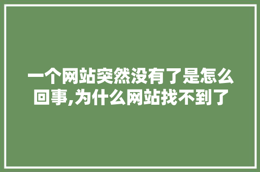 一个网站突然没有了是怎么回事,为什么网站找不到了呢。 一个网站突然没有了是怎么回事,为什么网站找不到了呢。 神马SEO