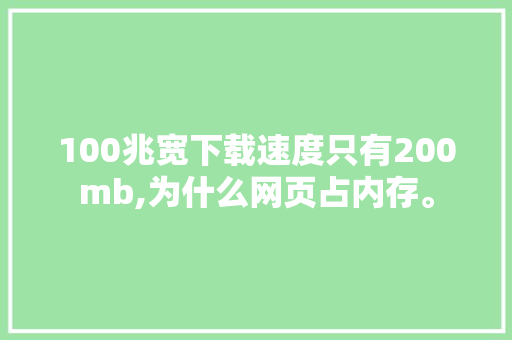 100兆宽下载速度只有200mb,为什么网页占内存。 100兆宽下载速度只有200mb,为什么网页占内存。 必应SEO