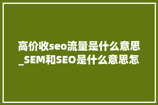 高价收seo流量是什么意思_SEM和SEO是什么意思怎么做 高价收seo流量是什么意思_SEM和SEO是什么意思怎么做 网站建设公司