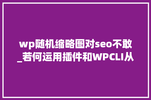 wp随机缩略图对seo不敢_若何运用插件和WPCLI从新生成WordPress缩略图 wp随机缩略图对seo不敢_若何运用插件和WPCLI从新生成WordPress缩略图 搜狗SEO