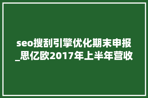 seo搜刮引擎优化期末申报_思亿欧2017年上半年营收3873万元 净赚662万元 网站建设公司