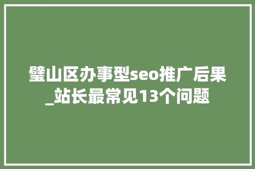 璧山区办事型seo推广后果_站长最常见13个问题 璧山区办事型seo推广后果_站长最常见13个问题 SEO关键词