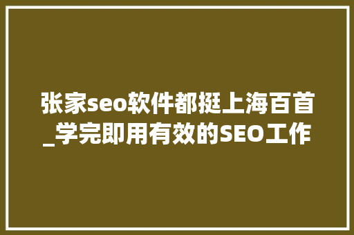 张家seo软件都挺上海百首_学完即用有效的SEO工作流程是这样的 张家seo软件都挺上海百首_学完即用有效的SEO工作流程是这样的 神马SEO