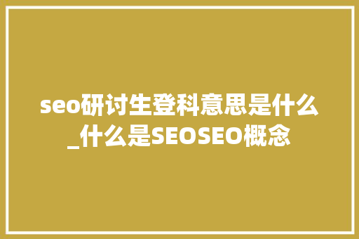seo研讨生登科意思是什么_什么是SEOSEO概念 seo研讨生登科意思是什么_什么是SEOSEO概念 网站建设公司